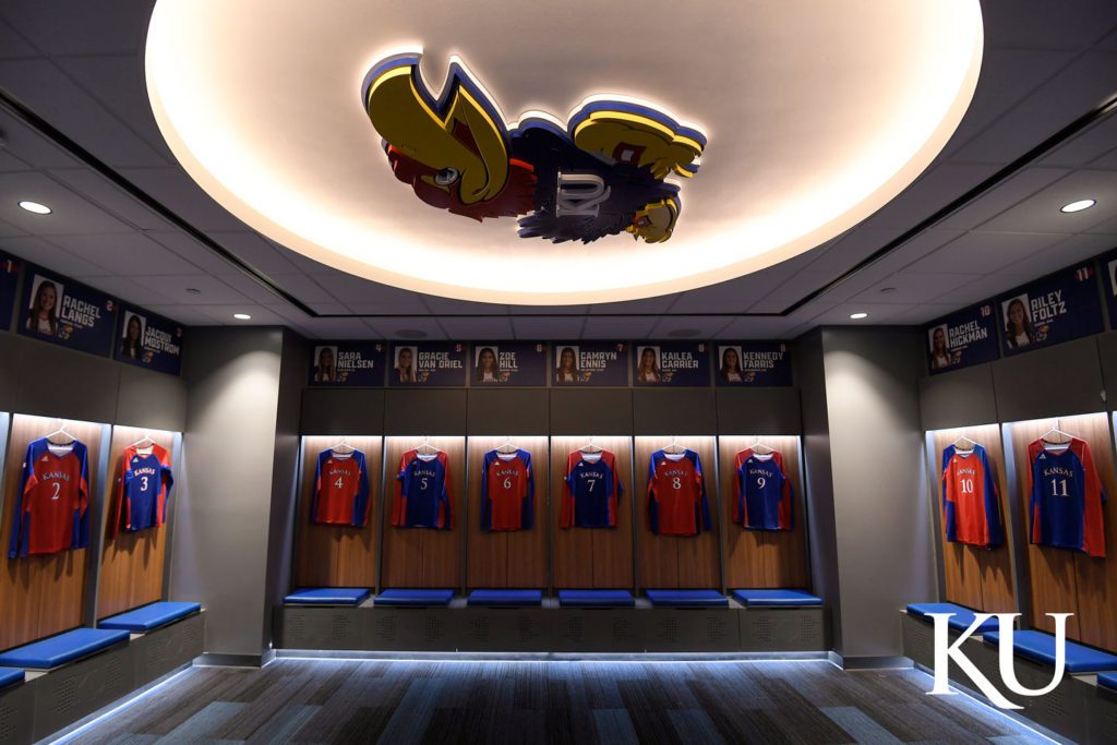 Kansas Jayhawks Women's Basketball Locker Room Custom Athletic Lockers by Shield Lockers